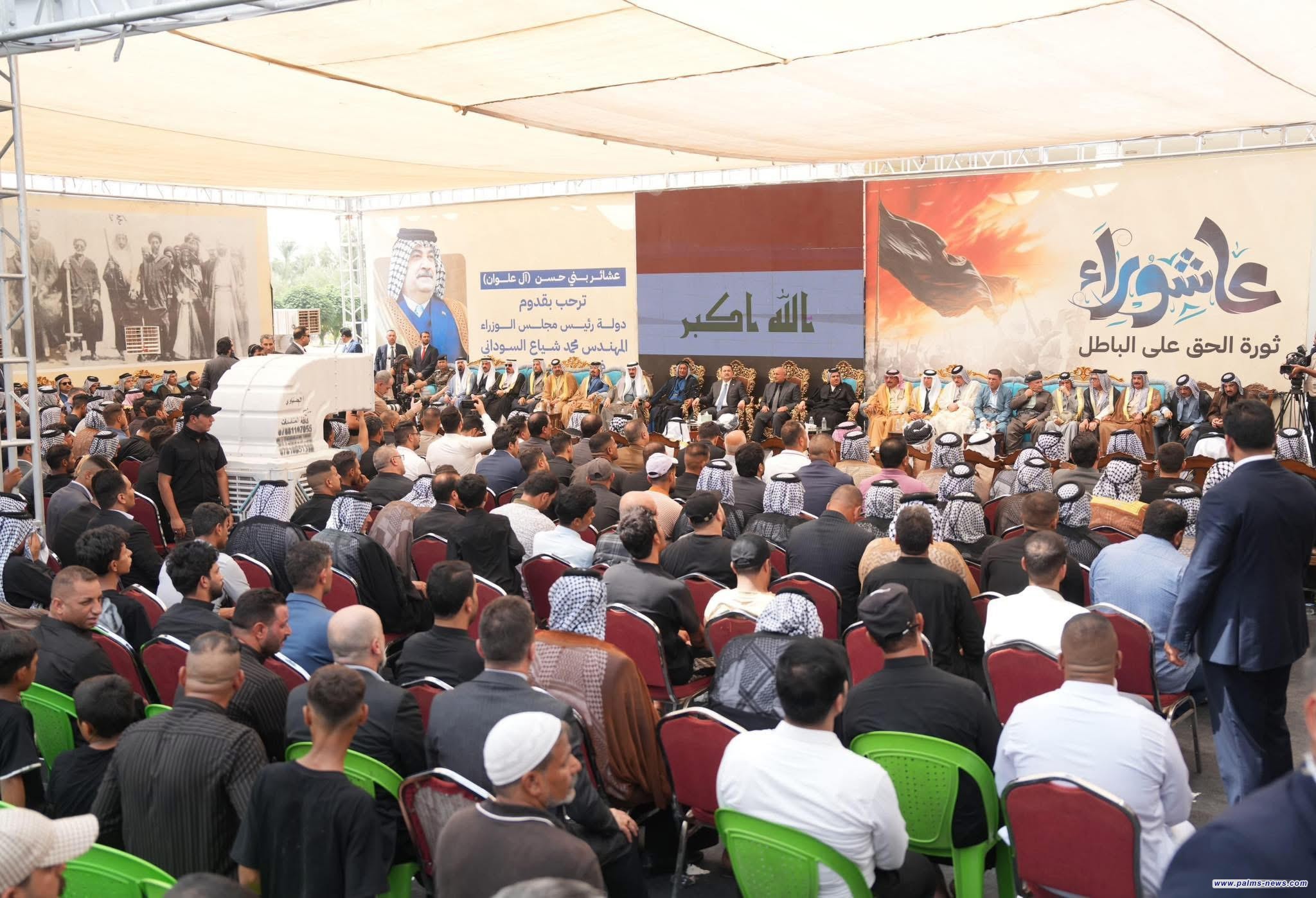 السوداني يصل إلى قضاء الكفل بمحافظة بابل، لحضور حفل استذكار ثورة العشرين بأحد مضايف شيوخ القضاء.